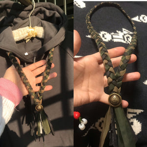 Vintage Cotton and Linen Braided Tie Necklace