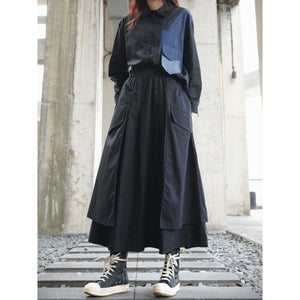 Dark layered pocket skirt