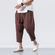 Load image into Gallery viewer, Japanese Casual Cotton and Linen Cropped Harem Pants

