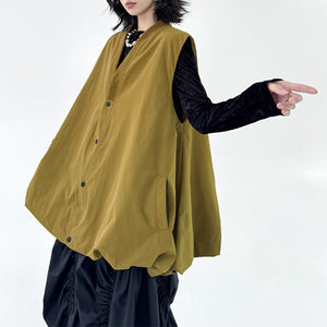 Bud Loose Solid Color V-neck Vest