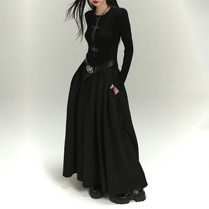 Long Sleeve Black Halloween Dress