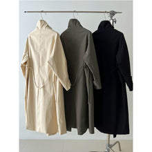 Load image into Gallery viewer, Stand-up Collar Retro Belted Mid-length Loose Coat
