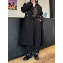 Load image into Gallery viewer, Rhinestone Crystal Pendant Thickened Woolen Long Lapel Trench Coat
