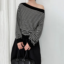 Load image into Gallery viewer, Striped Off-shoulder Wool Sweater
