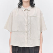 Load image into Gallery viewer, Women's Japanese Minimalist Zigzag Stitch Short Sleeve Shirt
