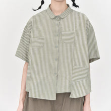 Load image into Gallery viewer, Women's Casual Retro Striped Short-sleeved Shirt
