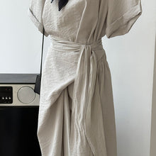 Load image into Gallery viewer, Cross-strap Short-sleeved Fitted Waist Dress
