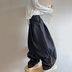 Retro Loose Silhouette Topstitched Pleated Bloomers