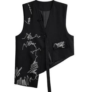 Embroidered Irregular Loose Versatile Vest