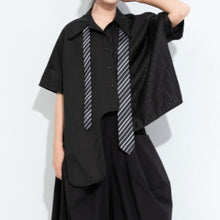 Load image into Gallery viewer, Women’s Patchwork Irregular Collar T-shirt
