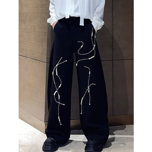 Retro Niche Beaded Loose Casual Trousers