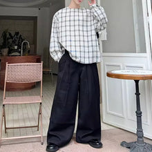 Load image into Gallery viewer, Oversized Collarless Plaid Loose Shirt
