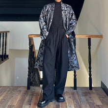 Load image into Gallery viewer, Vintage Floral Silhouette Buttonless Mid-length Trench Coat
