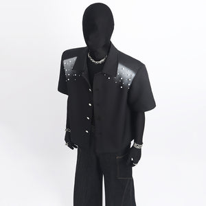 Spray-painted Beading Cropped Jacket