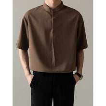 Load image into Gallery viewer, Loose Stand Collar Ice Silk Texture Casual Shirt
