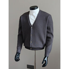 Load image into Gallery viewer, V-neck Striped Knit Cardigan
