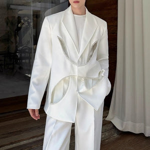 Pearl-embellished Hollow Suit Jacket Straight-leg Trousers Two-piece Suit