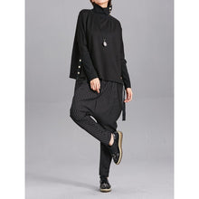 Load image into Gallery viewer, Women's Asymmetrical Button High Neck Loose Sweatshirt
