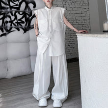 Load image into Gallery viewer, Stand Collar Sleeveless Shirt Casual Trousers Two-piece Suit
