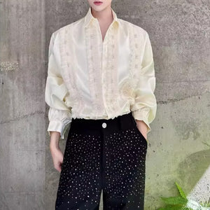 French Pearl Wood Ruffle Drape Shirt
