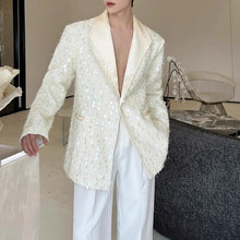 Load image into Gallery viewer, Sequined Lapel Single-button Blazer
