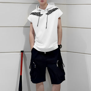 Printed Sports Loose Vest Hoodie