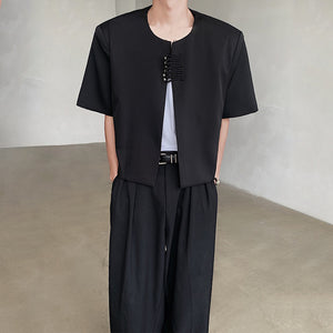 Padded Shoulder Loose Short Suit Jacket