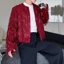 Load image into Gallery viewer, Fringed Loose Sequined Cropped Jacket
