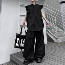 Load image into Gallery viewer, Stand Collar Sleeveless Shirt Casual Trousers Two-piece Suit
