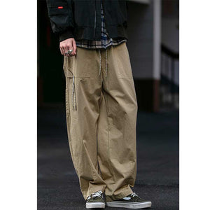 Retro Loose Straight Drawstring Pants
