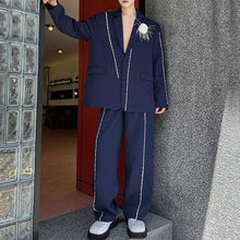 Load image into Gallery viewer, 3D Lines Loose Suit Jacket Straight-leg Suit Pants Two-piece Set

