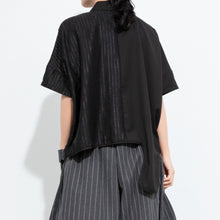 Load image into Gallery viewer, Women’s Patchwork Irregular Collar T-shirt
