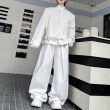 Load image into Gallery viewer, Deconstructed Button Belt-embellished Jacket Wide-leg Trousers Two-piece Suit
