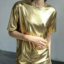 Load image into Gallery viewer, Shiny Liquid Metal Stage Performance T-shirt
