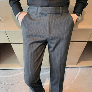 Striped Business Casual Slim Fit Suit Pants