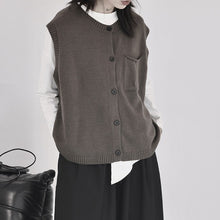 Load image into Gallery viewer, Crew Neck Knitted Loose Sleeveless Vest
