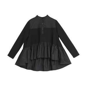 Long-sleeved Patchwork Slim-fitting Babydoll Shirt