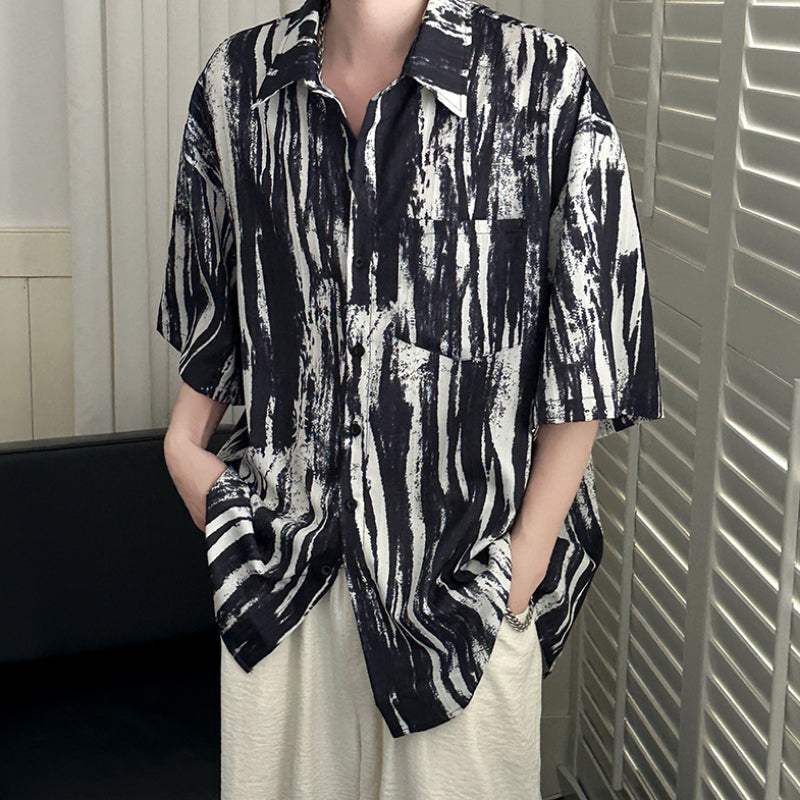 Tie-dyed Ice Silk Drape Loose Shirt
