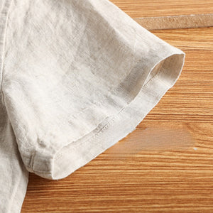 Linen Thin Retro Casual Stand Collar Shirt