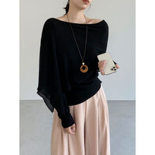 Load image into Gallery viewer, Women's Asymmetrical Knit Cape Overlay Layered Long Sleeve Shirt
