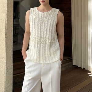 Vintage French Beads Decoration Knit Loose Vest