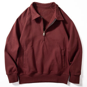 Half-zip Lapel Loose Casual Long-sleeved Sweatshirt