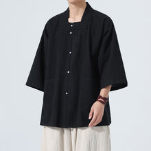 Load image into Gallery viewer, Cotton Three Quarter Sleeve Zen Cardigan Shirt
