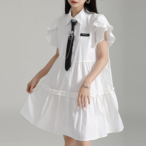 Ruffled Short Sleeve Dress