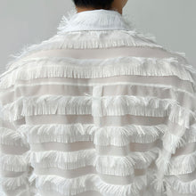 Load image into Gallery viewer, Tassel Striped Hollow Loose Shirt
