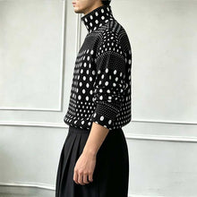 Load image into Gallery viewer, Ink-wash Polka Dot Turtleneck Pleated Base Layer Top
