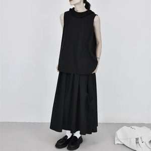 Loose-fitting Sleeveless Ruffled Shirt Vest