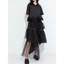 Load image into Gallery viewer, Women's Asymmetric Hem Elastic Waist Puffy Tulle Skirt
