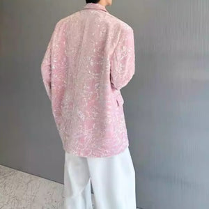 Velvet Sequined Shoulder Pad Loose Casual Blazer