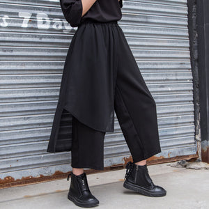 Patchwork Asymmetric Pants Skirt